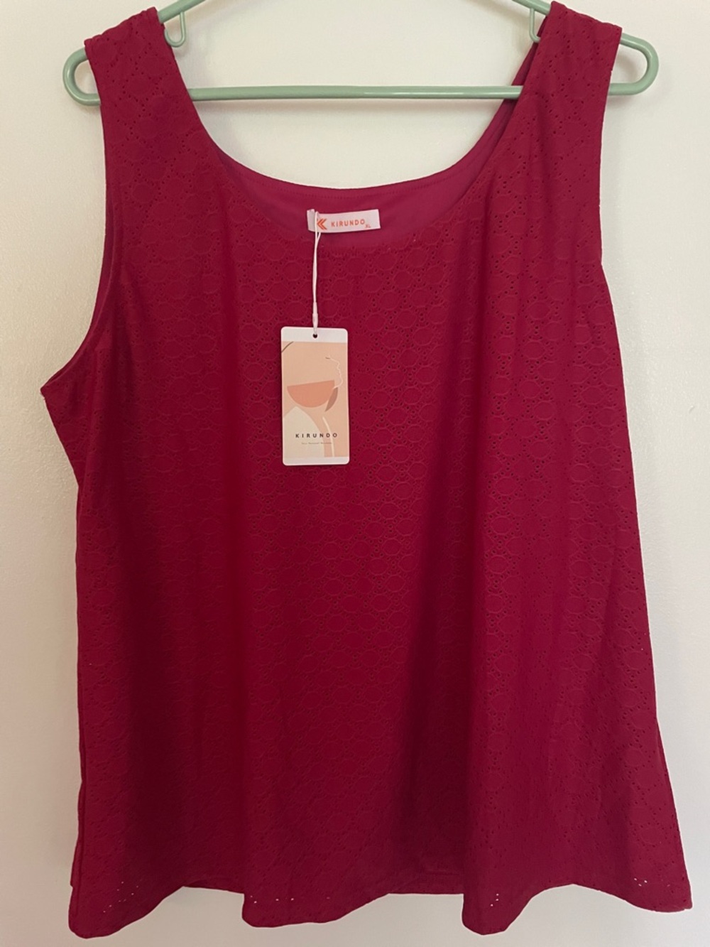 Women's Eyelet Tank Top in Raspberry